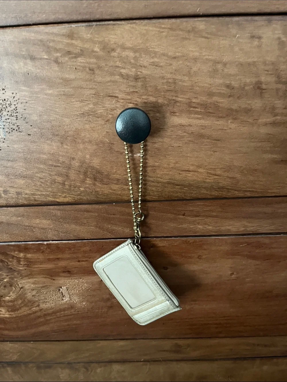 Coach Pink Signature Card Holder with Gold Chain Clip
